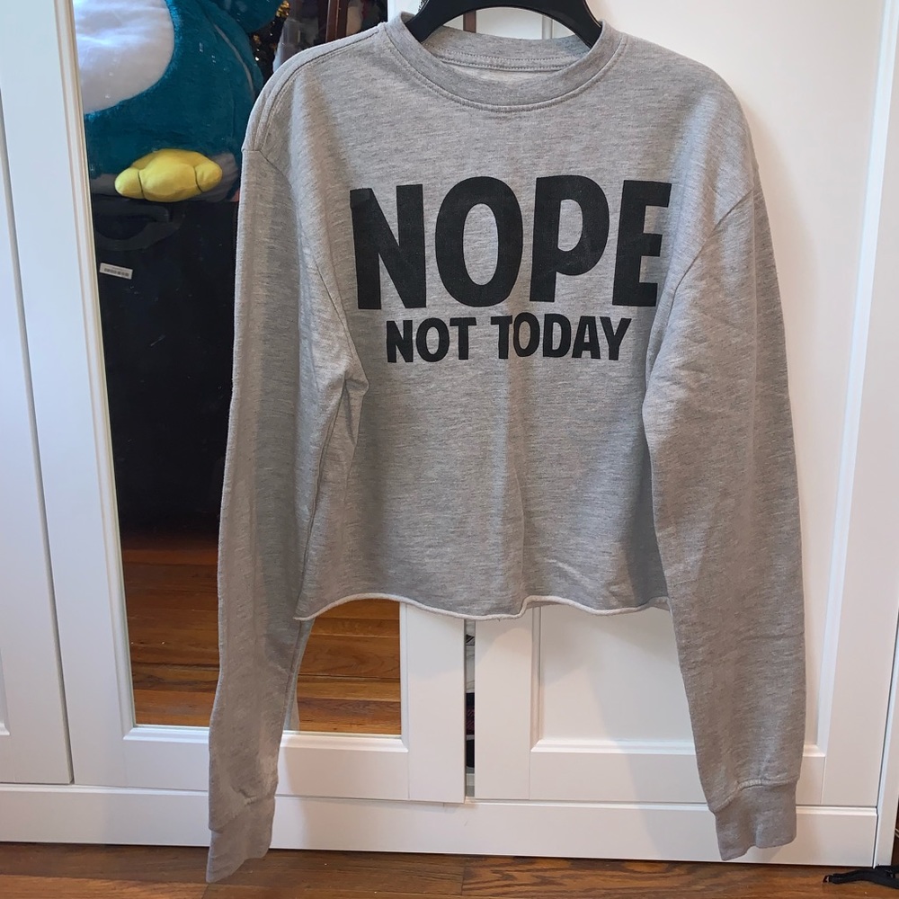graphic gray cropped sweatshirt